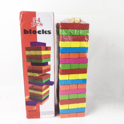 China Building Toy YF-J054C Colorful Wooden Layer 54pcs Stack Wooden Stacking Tower Building Blocks for sale