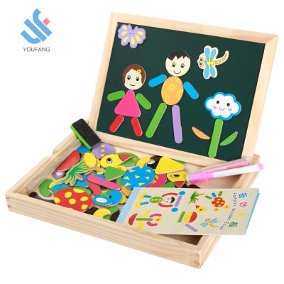 China Early Education Portable Popular Wooden Erasable Folding Magnetic Drawing Board Toys YF-M539 For Children for sale