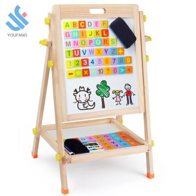 China OEM Portable YF-X3009 Accept Magic Classic Wooden Kids Toy Toddlers Folding Erasable Magnetic Adjustable Wooden Drawing Board for sale