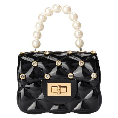 China AS PICTURE 2021 Women's Mini Jelly Bag Chain Shoulder Bag Pearl Handbag Rhombus Messenger Bag for sale