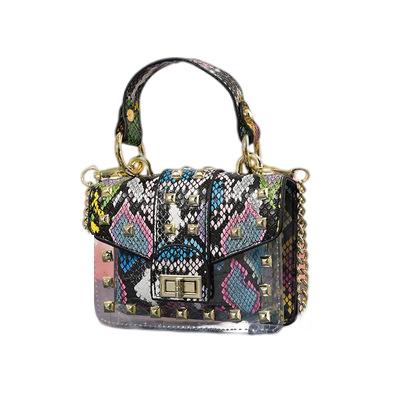 China AS IMAGE Fashion Custom Ladies Colorful PVC Jelly Luxury Purse And Rivet Handbag For Women for sale