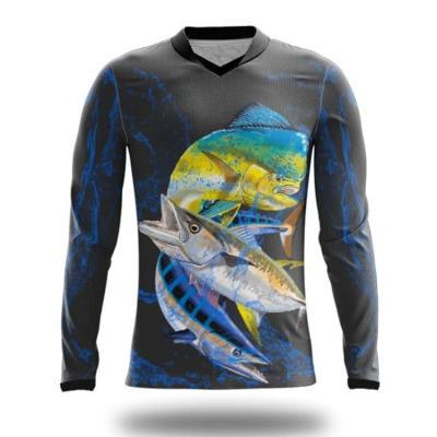 China Logo Performance Antibacterial Quick Dry Custom Soft Men's 100%Polyester UV Fishing Shirt Plus Size Breathable Long Sleeve Fishing Shirt for sale