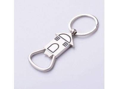 China Metal Alloy Wedding Favor House Bottle Opener Keychain,Innovative die casting metal alloy house shape keychain bottle op for sale