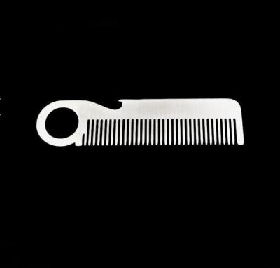 China Custom cool innovative men gift, engrave logo stainless steel long barber comb bottle opener for sale