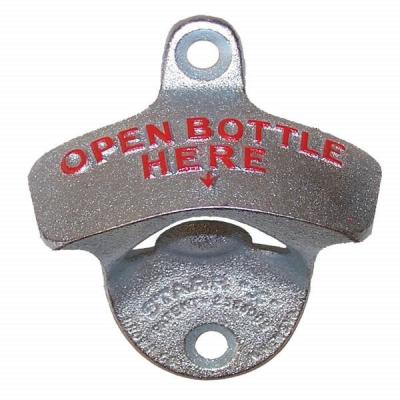 China Popular Design Die Casting Zinc Alloy Debossed Logo Opener Bottle Here Bar Wall Mounted Beer Bottle Opener for sale