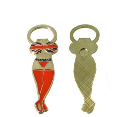 China Custom  LONDON Security Lady Souvenir Gift Guitar Shape Metal Fridge Magnet Beer Bottle Opener, Embossed Logo for sale