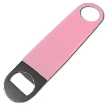 China Cheap Personalized Promotion Gift Long Flat Stainless Steel Bar Blade Speed Beer Bottle Opener with Pink Vinyl Coating for sale