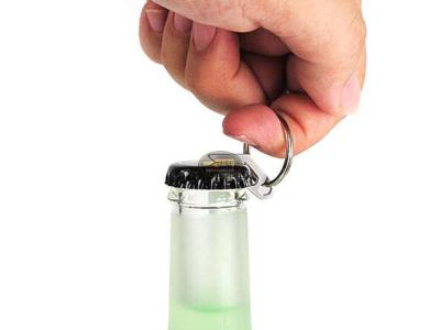 China Cool Innovative Stainless Steel Mini One-hand Keychain Bottle Opener for sale