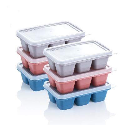 China Stocked Silicone Ice Cube Tray High Quality 6 Cavity Silicone Ice Cube Mold Maker for sale