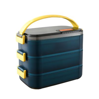 China SUS304 Bento Box Viable Multi-Layer Insulated Colorful Portable Rectangle Storage Container 1 To 3 Layers With Handle for sale