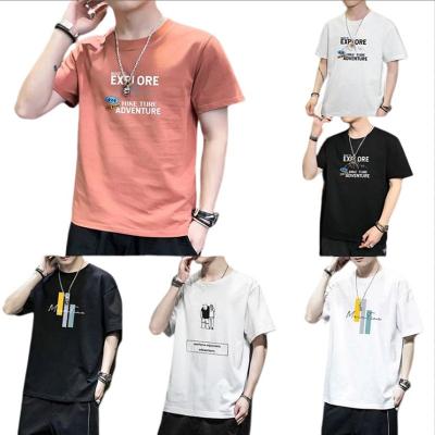 China Anti-wrinkle cotton men's short sleeve t-shirt 2023 summer new Korean version of the foreign trade loose large size short sleeve men's stall suppl. for sale