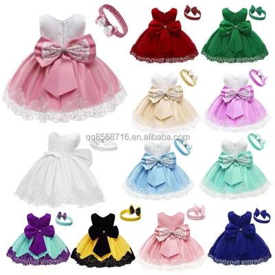 China 2023 new girls' wedding dress children's dress breathable dress big Europe and the United States princess skirt foreign trade hot wholesale spot for sale