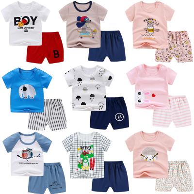 China New 2023 New 2023 Casual Infant Baby Girl Kids T-shirt Set Summer Boy Short Sleeve T-shirt Shorts Children's Set for sale