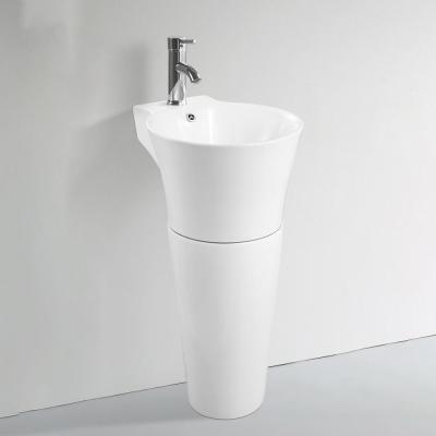 China Durable Hotel Bathroom Sink Floor Standing Cheap Price Ceramic Pedestal Wash Basin for sale