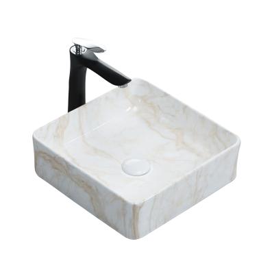 China B China Factory Design Durable High End Bathroom Washroom Above Counter Basin Sink Home Hotel Hotel Ceramic Rectangular Marble Restaurant for sale