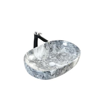 China Durable Popular Bathroom Sanitary Ware Ceramic Marble Water Transfer Printing Wash Basin for sale