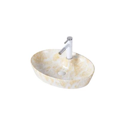 China Durable Modern Sanitary Ware No Connection Hole Above Basin Ceramic Marble Wash Basin For Hotel for sale