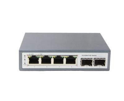 China FTTX 10/100M 6 POE port switch including 4*POE ports and 2*SFP ports for sale