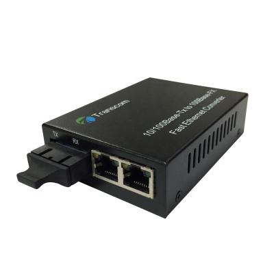 China FTTX 10/100M Single Dual Mode Media Converter 2 Ports RJ45 WDM Media Converter 20KM 40KM 60KM SC Media Converter Fiber for sale