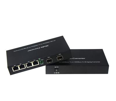 China High Quality Telecom Network 10/100/1000M Media Converter SC Fiber Optic Media Converter With 2 SFP Slots 4 RJ45 Ports for sale