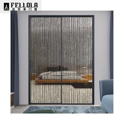 China Modern Aluminum Glass Grill Design Slim View Use Interior Partition Wall Bathroom Shower Door Push And Pull Sliding Door for sale