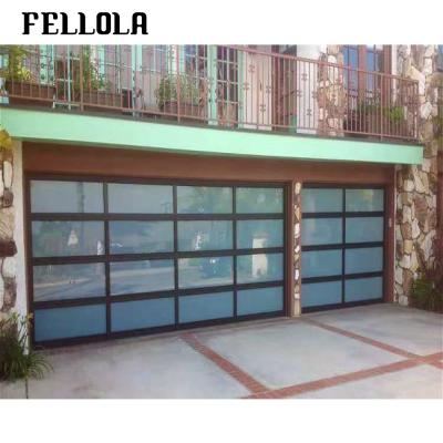 China Modern High Quality Interior Home Bi Fold Spring For Dealers Aluminum Black Color Glass Garage Door for sale