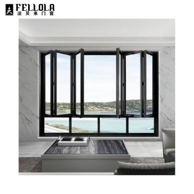 China Folding Screen Waterproof Aluminum Frame Fold Up Glass Window for sale