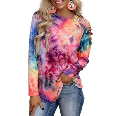 China Compressed Women Long Sleeve T Shirts Fashion Tie Dye Casual T Shirt for sale