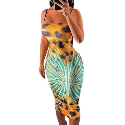 China Fashion Anti-Static Printing Women's Sleeveless Strap Casual Sexy Dress Dress for sale