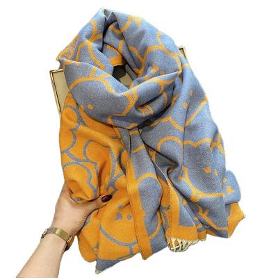 China Winter Women Pashmina Cashmere Shawl Thick Warm Cashmere Scarf Soft Smooth Feeling High Quality Cap for sale