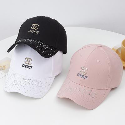 China Fashion COMMON Student Rope Hat Baseball Letter Rhinestone Summer Sunshade Outdoor Soft Hat for sale