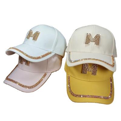 China 2022 COMMON Fashion Rhinestone Black White Sun Baseball Hats With Letter For Wome for sale