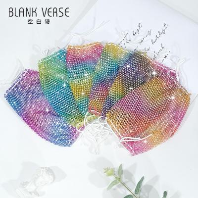 China Top Designer Eco-friendly Colorful Diamond Rhinestone Maskss Exquisite Mesh Maskss Snap Shiny Maskss For Party Dance for sale