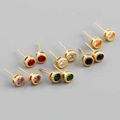 China Wholesale Fashion Jewelry Multicolor 925 Diamond Silver Stud Earrings Punk Stud Earrings Women for sale