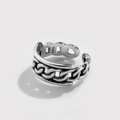 China FASHIONABLE Retro Thai Silver Ring 925 Sterling Silver Personality Ring Female Open Hip Punk Adjustable Hop for sale