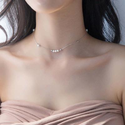 China 925 Sterling Silver High Quality Sterling Silver Women's Necklace Fashion Pearl Beads Necklace Fashion 925 for sale