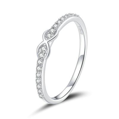 China TRENDY Infinity Rings Pave Diamond Cubic Zirconia Silver 925 Rings Wholesale Cheap Women Jewelry for sale