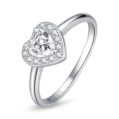 China FASHIONABLE Love Rings 925 Sterling Silver Wedding Anniversary Big Heart Full Zircon Rings High Quality for sale