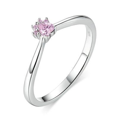 China FASHIONABLE Wholesale Thin Pink Zircon Rings 925 Sterling Silver Minimalist Rings Women for sale