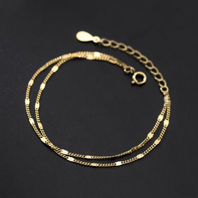 China TRENDY silver bracelet 18k gold plated double layer chain women fashion bracelet for women 2021 for sale