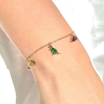 China FASHIONABLE Hot Selling 18K Gold Small Copper Plated Animal Dinosaur Bracelet Color Zirconium Bracelet Stable Jewelry for sale