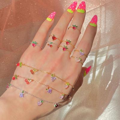 China FASHIONABLE Beautiful Vintage Cherry Honey Peach Tropical Fruit Colorful Zirconium Jewelry Women's Gift for sale