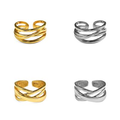 China 2021 New 925 18k Silver Plated Punk Gold Plated Adjustable Open Women Luxury Copper Rings for sale