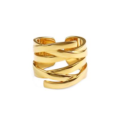 China Wholesale Punk Copper Rings Luxury Multilayer Entangled Lines Open Adjustable Women Rings for sale