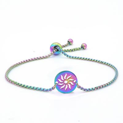 China Sun TRENDY Adjustable Flower Color Bangle Titanium Steel Women's Stainless Steel Fashion Jewelry Bracelet for sale