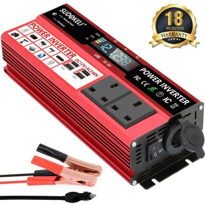 China Aluminum alloy 12V 24V 48V AC 220v 2000w dc modified sine wave power inverter with lcd isplay for sale