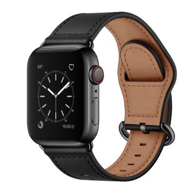 China Classic Luxury Watch Band For IWatch Serie 7 3 4 5 6 Se 4 Genuine Leather Strap For Apple Watch Band 44mm 45mm 42mm for sale