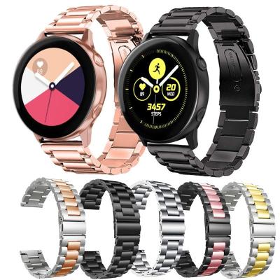 China 20mm 22mm Luxury Stainless Steel Metal Band For Samsung Galaxy Watch Active2 Straps 3link Luxury Black Watchbands For Galaxy Watch 3 for sale