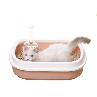 China Wholesale High Quality Sustainable Partially Enclosed Oval Cat Litter Box For Cat Litter Scoop Pet Toilet for sale