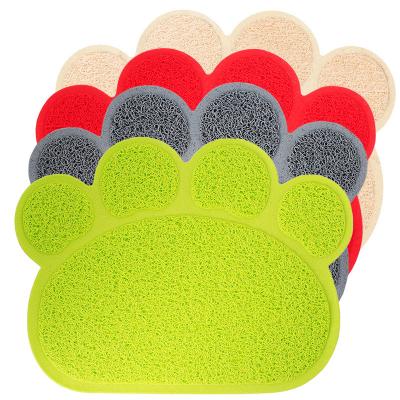 China New Viable Wholesale PVC Paw Print Double Layer Waterproof Cat Litter Pet Place Mat Supplies for sale